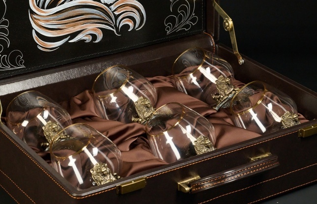 Бокал для коньяка   "Лев VIP " эконом  6 шт. в подарочном футляре с художественным оформлением  430 мл - фото №1