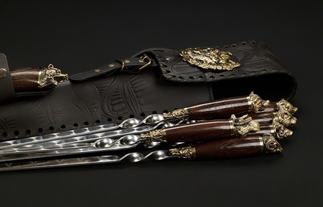 Набор шампуров в чехле "Кочевник 3 Звери Лесные" - фото №1