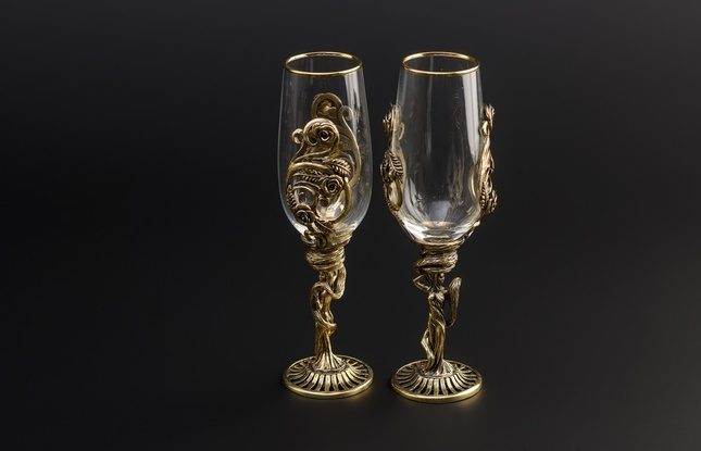 Набор бокалов для шампанского «Флора» (2 шт.) в подарочном футляре 180 мл - фото №3