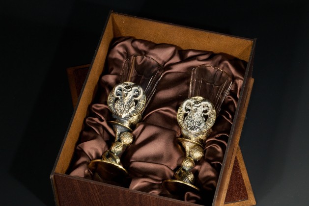 Набор лафитников для водки Знаки зодиака «Овен» 2 шт  в подарочной коробке