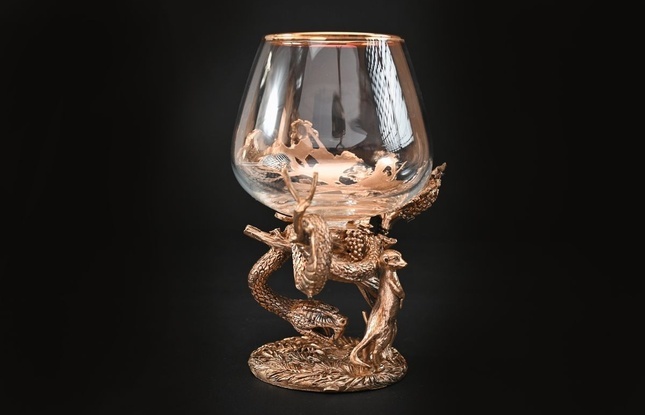 Бокал для коньяка "Год Змеи"  2 шт.  в подарочном футляре с художественным оформлением  430 мл - фото №1