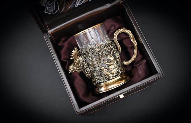 Набор подстаканников "Русский Лес" 1 шт в подарочном футляре с художественным оформлением  250 мл - фото №4