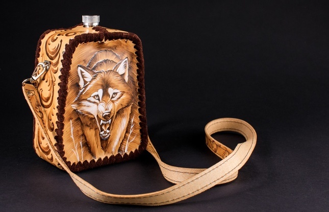 Фляжка 1000 мл. пирамида с ремнем - фото №4