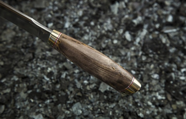 Нож «Хищник» (ELMAX, стабилизированная карельская береза, мельхиор) - фото №3