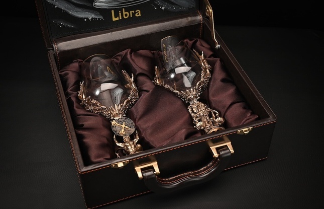 Бокал для вина "Гороскоп Весы"  2 шт.  в подарочном футляре с художественным оформлением  430 мл - фото №1