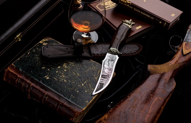 Подарочный туристический нож «Клык 2» сталь 65Х13 в футляре