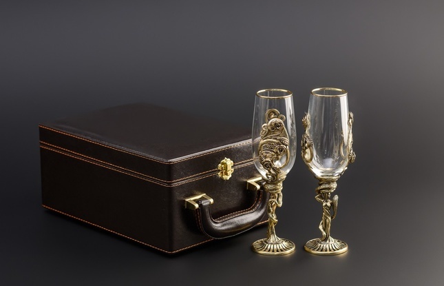 Набор бокалов для шампанского «Флора» (2 шт.) в подарочном футляре 180 мл - фото №2