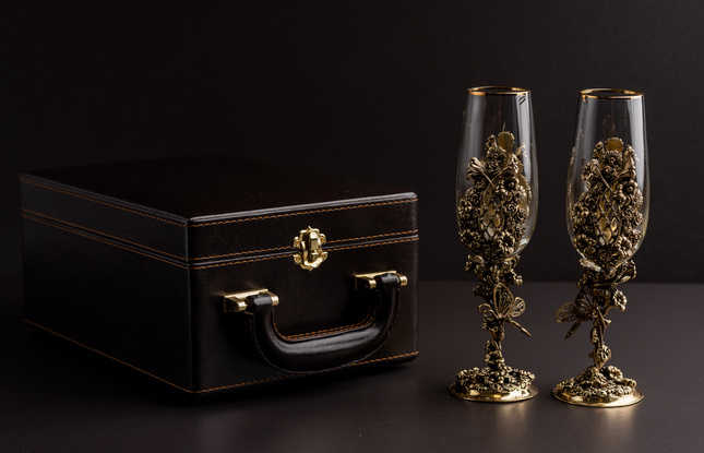 Набор бокалов для шампанского «Цветочная фантазия» (2 шт.) в подарочном футляре 180 мл - фото №2