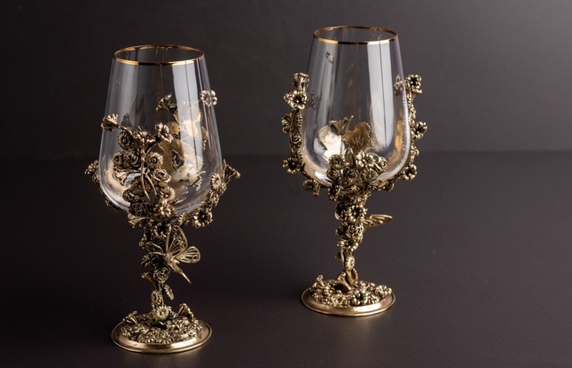 Набор бокалов для вина «Цветочная фантазия» (2 шт.) в подарочном футляре 450 мл - фото №2