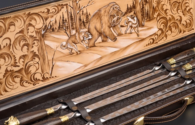 Набор шампуров в футляре «Презент 7 Медведь» - фото №1