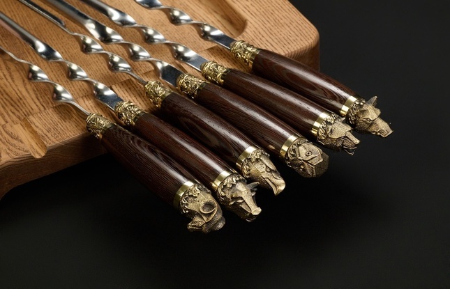 Набор шампуров в футляре «Презент 6 Звери каменные» - фото №7