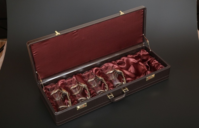 Набор пивных бокалов "Рак" 6 шт.  в подарочном футляре - фото №1