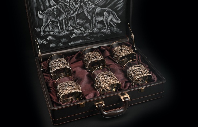 Подарочный набор стаканов для виски   Охота   6 шт. 310 мл в подарочном кейсе  с художественным оформлением - фото №1