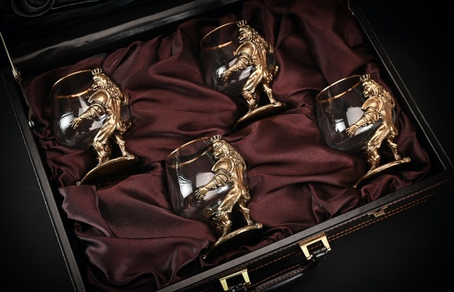 Набор бокалов  «Лев Царский»  4 шт. в подарочном кейсе с художественным оформлением  430 мл - фото №4