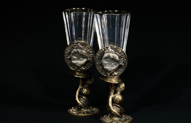 Набор лафитников для водки «Знаки Зодиака Рыбы» (2 шт.) в подарочном футляре c художественным оформлением 50 мл - фото №5