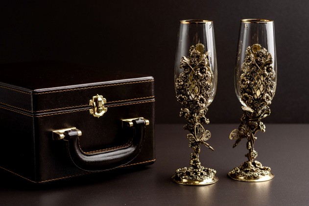 Набор бокалов для шампанского «Цветочная фантазия» (2 шт.) в подарочном футляре
