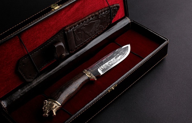 Подарочный туристический нож «Беркут» сталь 65Х13 в футляре - фото №1