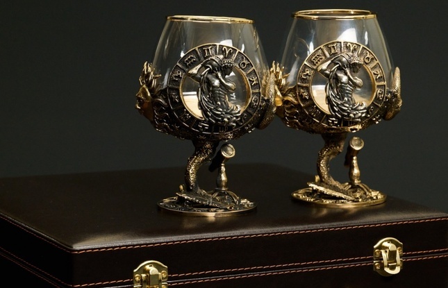 Бокал для коньяка Зодиак "Водолей"  2 шт.  в подарочном футляре с художественным оформлением  430 мл