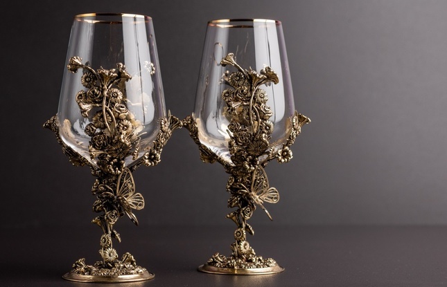 Набор бокалов для вина «Цветочная фантазия» (2 шт.) в подарочном футляре 450 мл - фото №3