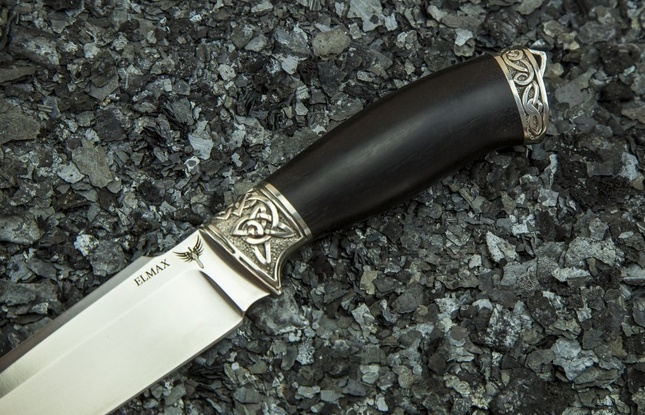 Нож «Скорпион 2» (elmax, мореный граб, литье мельхиор 1) - фото №4