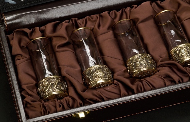 Набор стопок патрон  "Охота""  50 мл 6 шт  в подарочном футляре с художественным оформлением - фото №3