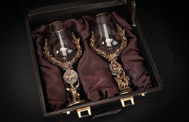 Бокал для вина "Гороскоп Овен"  2 шт.  в подарочном футляре с художественным оформлением  430 мл - фото №2