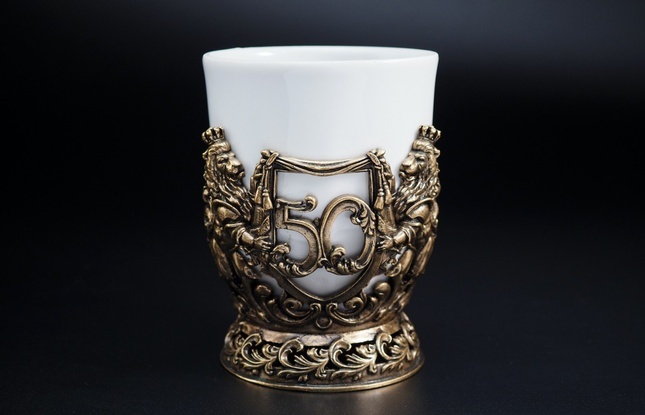 Чашка для кофе "Юбилейная"  (35,40,45,50,55,60,65,70 Лет) 200 мл - фото №5