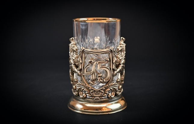 Подстаканник "Юбилейный 45 лет" 1 шт в подарочном футляре с художественным оформлением  250 мл - фото №3