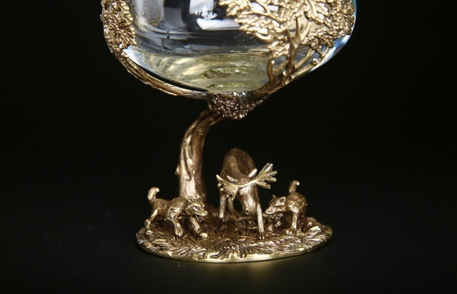 Бокал для коньяка "Охота" Лось  в подарочном футляре с художественным оформлением  430 мл - фото №1