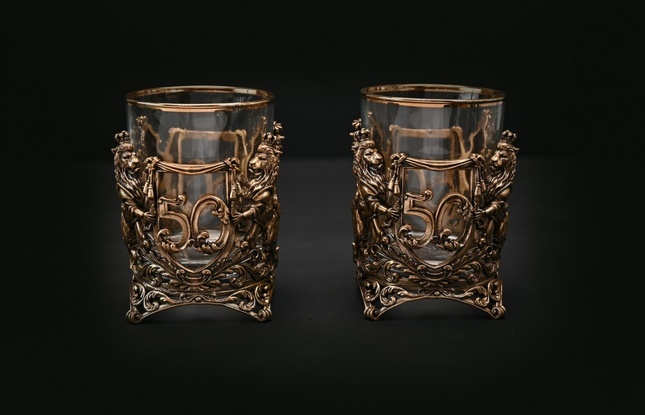 Набор стаканов для виски Юбилейный 50  лет  6 шт. 310 мл в подарочном кейсе  с художественным оформлением - фото №4