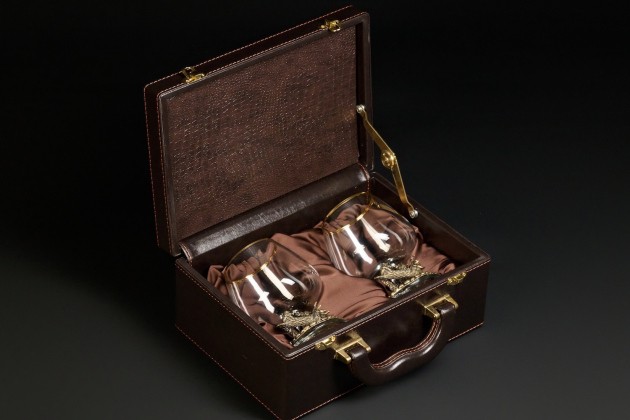 Бокал для коньяка "Утро в сосновом бору" эконом 430 мл 2 шт в подарочном футляре