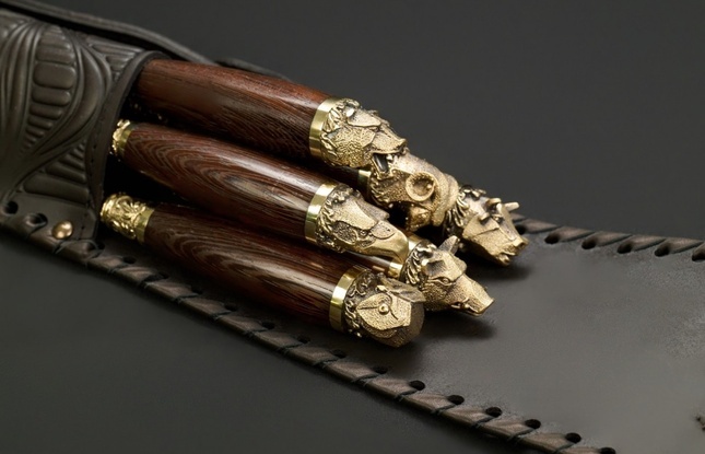 Набор шампуров в чехле "Кочевник 3 Звери Каменные" - фото №1