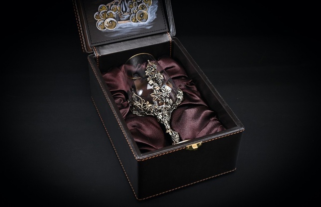 Бокал для вина «Виноград» (1шт.) в подарочном футляре с художественным оформлением 450 мл - фото №1