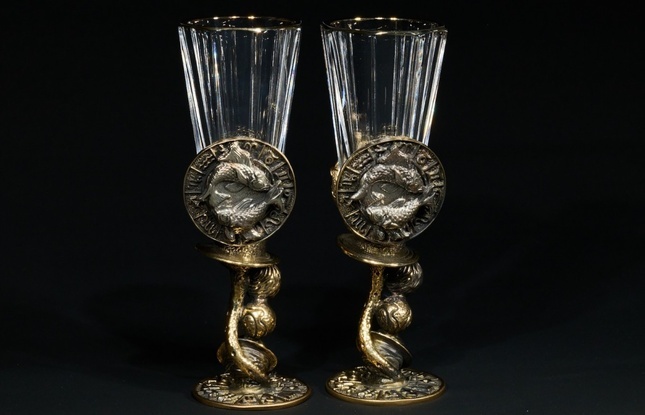 Набор лафитников для водки «Знаки Зодиака Рыбы» (2 шт.) в подарочном футляре c художественным оформлением 50 мл - фото №4