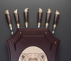 Подарочный набор шампуров «Щит с медведем» светлый - фото №2