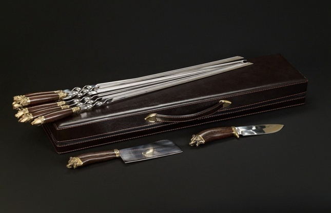 Набор шампуров в футляре «Скиф 3» Звери каменные - фото №1