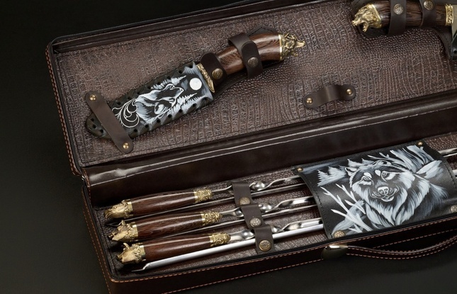 Набор шампуров в футляре «Скиф 3» Звери каменные - фото №6