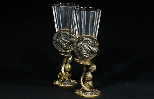 Набор лафитников для водки «Знаки Зодиака Скорпион» (2 шт.) в подарочном футляре c художественным оформлением 50 мл - фото №5