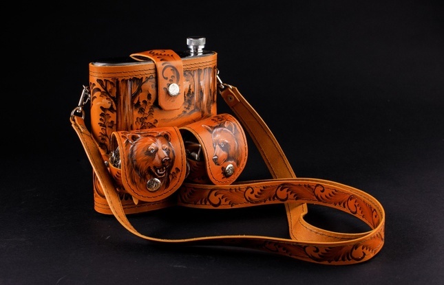 Фляжка 1000 мл. со стаканами - фото №4