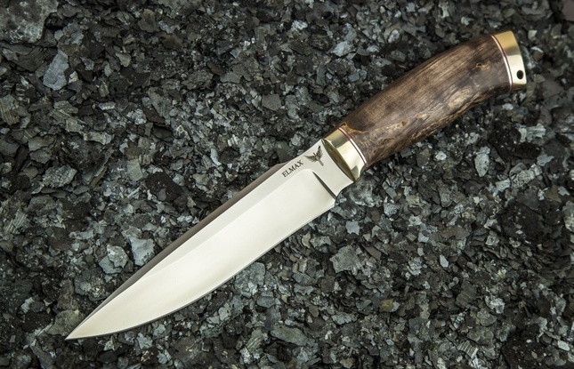 Нож «Хищник» (ELMAX, стабилизированная карельская береза, мельхиор) - фото №1
