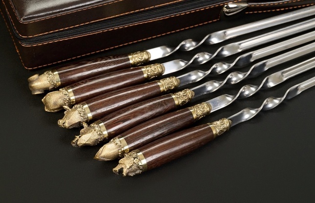 Набор шампуров в футляре «Скиф 2» Звери каменные - фото №2