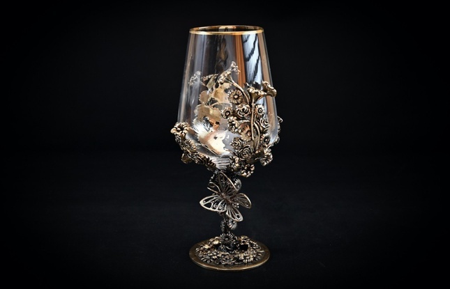 Бокал для вина "Цветочная фантазия"  1 шт.  в подарочном футляре с художественным оформлением  430 мл - фото №4