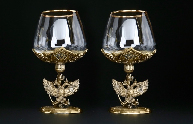 Бокал для коньяка «Гербовый» 2 шт. в подарочном футляре с художественным оформлением  430 мл - фото №2