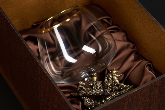 Бокал для коньяка "Утро в сосновом бору" эконом 430 мл 1 шт в подарочной коробке  