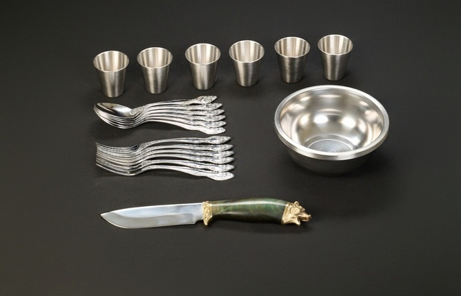 Набор для пикника « Викинг 2 Премиум » 6 шт  зеленая  Карельская береза - фото №1