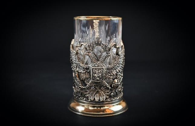 Подстаканник «Герб России VIP» 1 шт.  в подарочном футляре схудожественным оформлением - фото №4