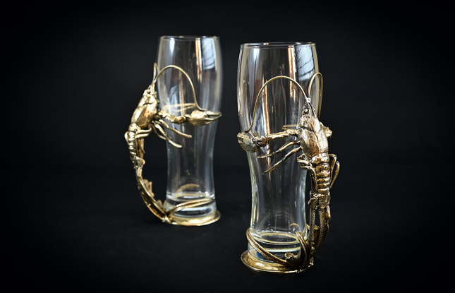 Набор пивных бокалов «Рак» 4 шт.  в подарочном футляре с художественным оформлением - фото №5