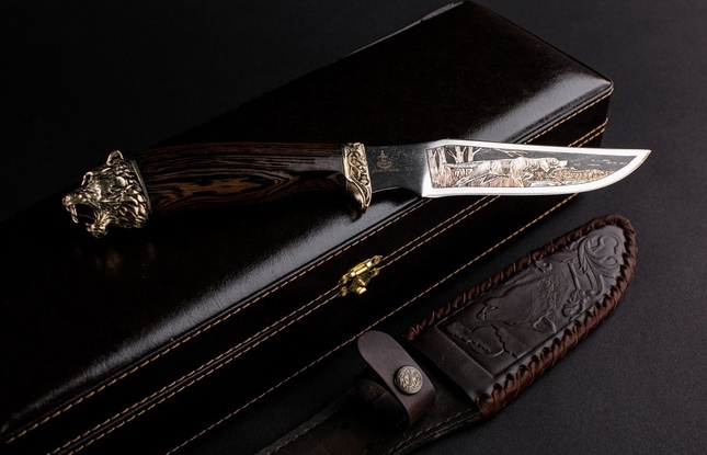 Подарочный нож «Клык» сталь 65Х13 в футляре - фото №1