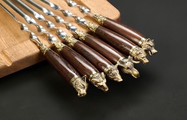 Набор шампуров в футляре «Презент 6 Звери лесные» - фото №6