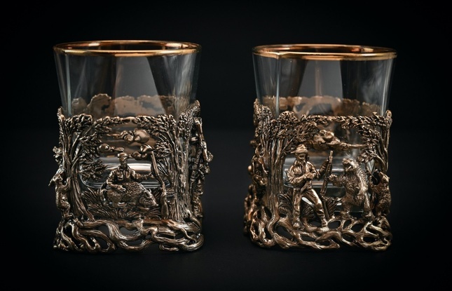 Подарочный набор стаканов для виски   Охота  4 шт. 310 мл в подарочном кейсе  с художественным оформлением - фото №4